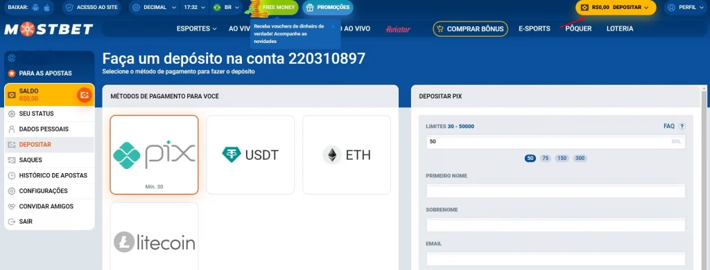 Métodos de Pagamento na Mostbet Brasil